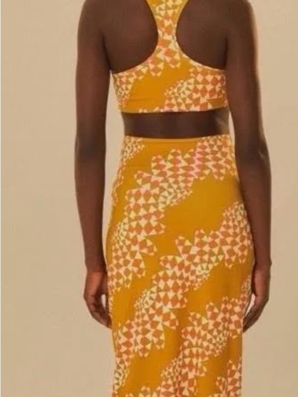 Cutout Maxi Dress in Mustard Geo farm rio x adidas dress - Picture 2 of 4